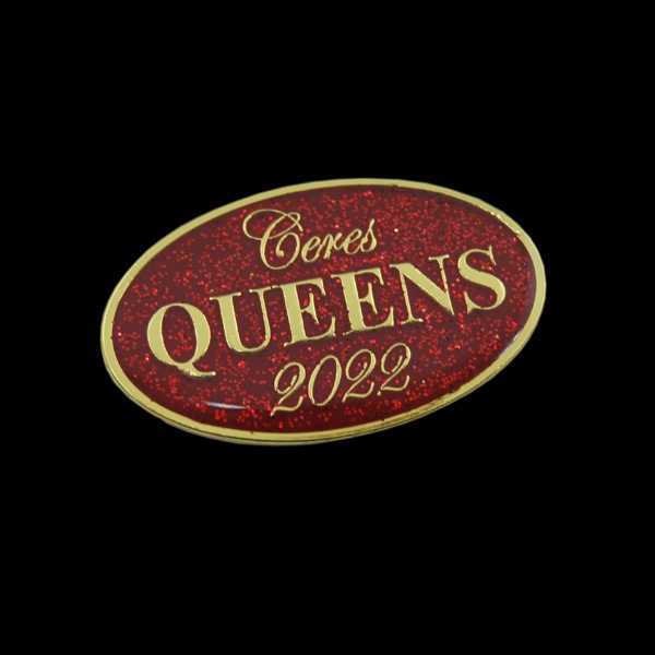 Ceres Queens Red Glitter badge