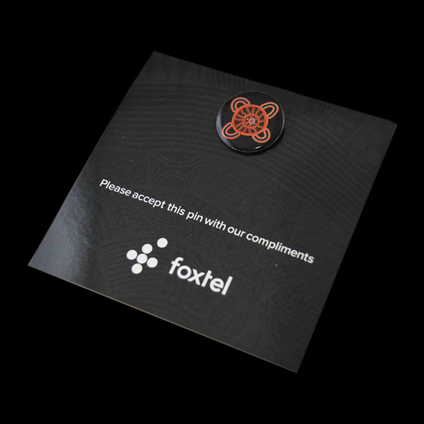 Foxtel Pin on a Black Card