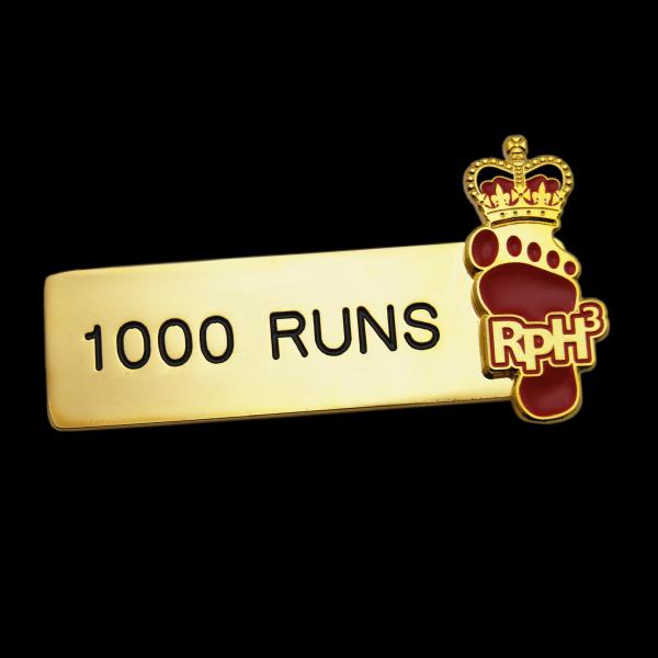 1000 Runs ID Badge Custom made by Cash's Awards
