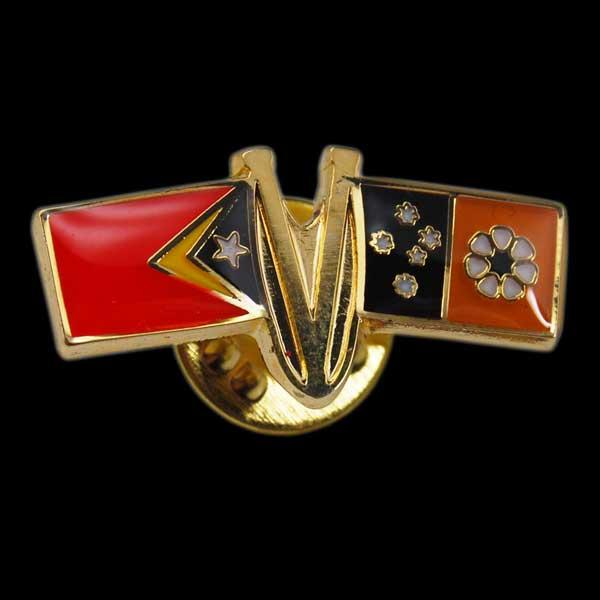 Two Flags Red and Black Scheme Gold Pin