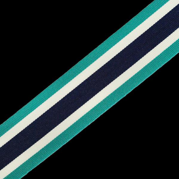 Aquamarine Dark Blue and White Line Ribbons